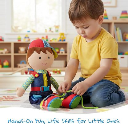 June Garden 16" Dressy Friends Bunnie - Educational Stuffed Plush Doll for Kids and Toddlers 2 Years and Up - Montessori Soft Toy Doll