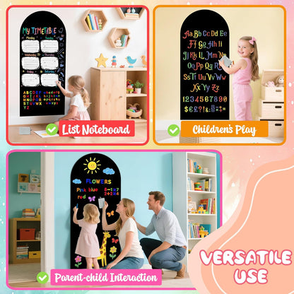 8 PCS Magnetic Wall Decals for Kids Magnetic Chalkboard Peel and Stick Magnet Sheets Board Sticker Tangram Puzzle Self Adhesive Contact Paper Dry Erase Blackboard for Playroom Homeschool 15.7"x10.4"