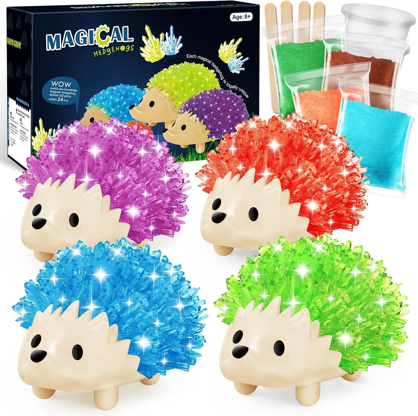 sdaymol Crystal Growing Kit for Kids - 2 Colors Hedgehog to Grow Fast in (24H),Science Experiments Learning & Educational Toys,Science Kits for Kids Age 8-12 STEM Project Gifts for Boys & Girls 6+