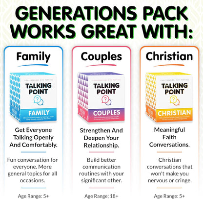 200 Generations Conversation Cards - Deep, Fun & Reflective Questions to Spark Connection - Perfect for Kids, Parents & Grandparents to Share Stories, Bond, and Create Lasting Memories Together