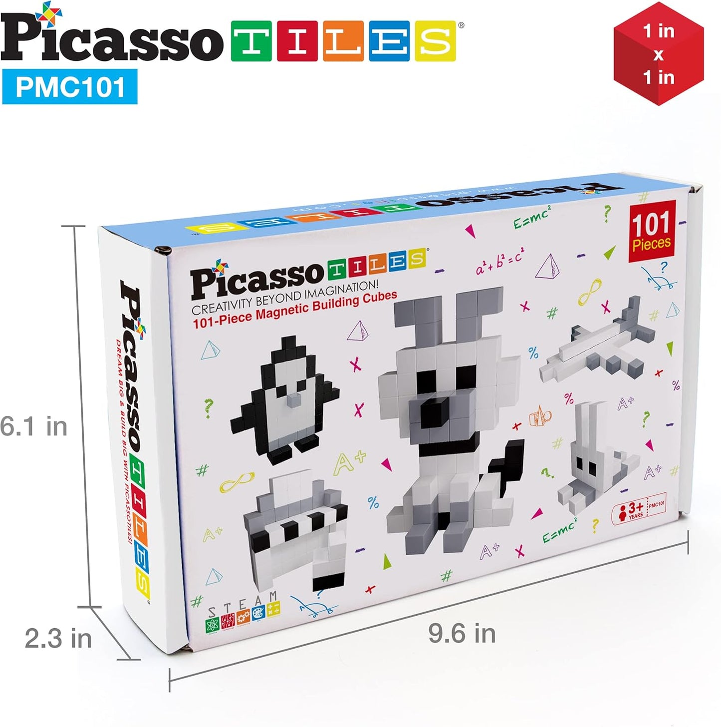 PicassoTiles 60pc Magnetic Puzzle Cube Building Set 1 Inch 3D Blocks STEM Construction Toy for Toddlers Kids Boys Girls Age 3+ Montessori Learning Travel Sensory Gift with Educational Idea Book PMC60