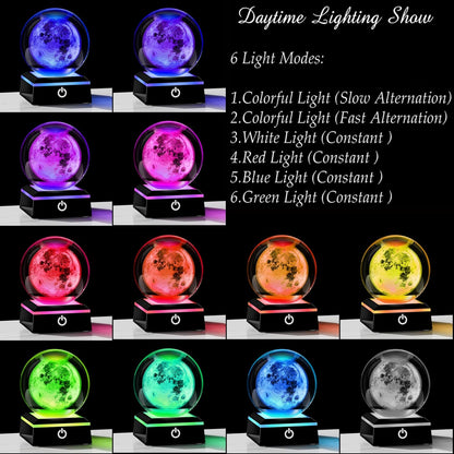 3d Solar System Model Crystal Ball 80mm 3.15inch - Outer Space Astronomy Gifts Room Decor Crystal Sphere Unique Gifts For Men Him Best Birthday Dad Physics Science Teacher Night Light Planet Lamp