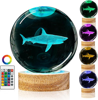 3D Solar System Crystal Ball Night Light with 16 Color Wooden LED Base Upgraded 3.15 In Galaxy Planets Ball Lamp with Remote for Birthday Christmas, Astronomy Space Gifts for Boys Girls Kids
