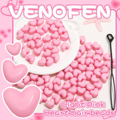 90PCS Light Pink Heart Beads for Braids Hair Jewelry Loc Dreadlock Accessories Cute Heart-Shaped Pony Bead