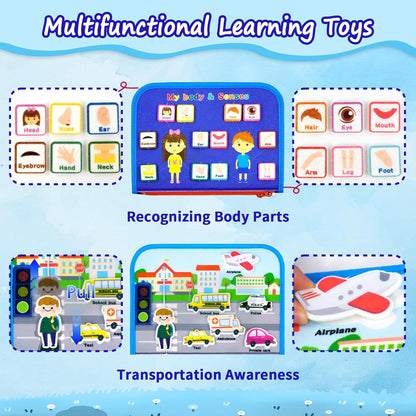 Letoya Toddler Busy Board, Farm Busy Book Montessori Toys for Toddlers, Sensory Board Learning Toy Educational Activity Books Birthday for Girls Boys, Travel Toys for Airplane Car