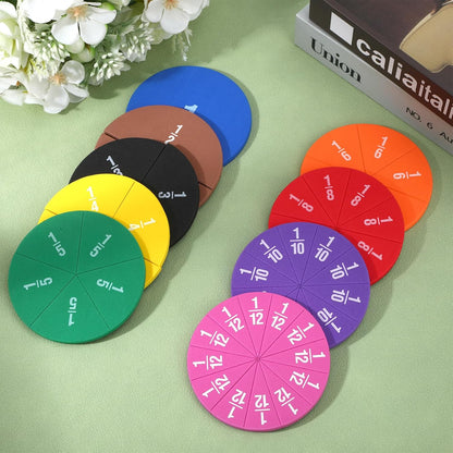 51 Pcs Magnetic Fraction Tiles Circles Bars, Early Childhood Education Math Manipulatives Rainbow Fraction Manipulatives for Elementary Educational Tool Math Learning Home 3rd 4th 5th