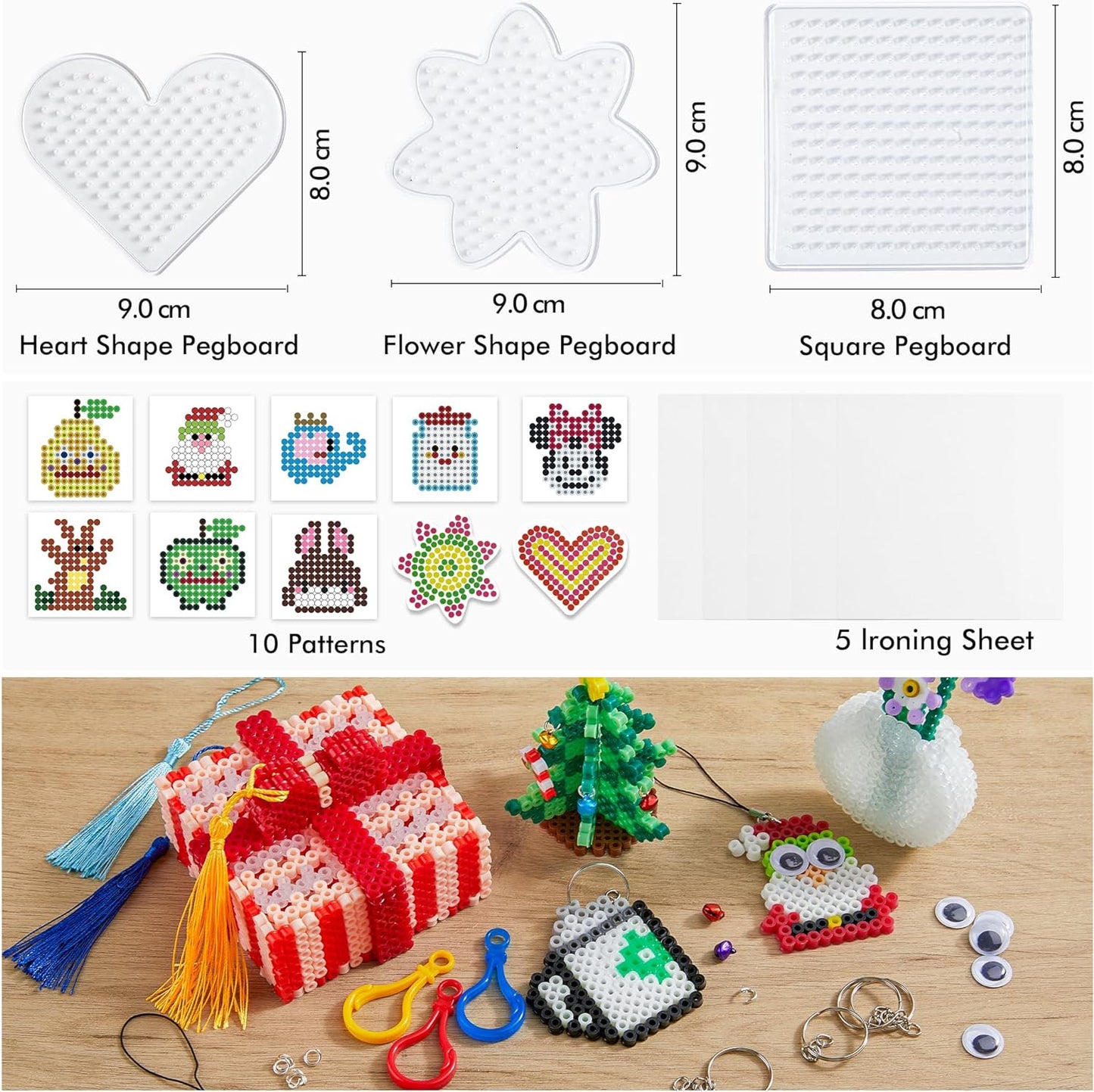 INSCRAFT 30,000 Fuse Beads Kit-30 Individual Packs of Iron Beads Set with 3 Pegboards, 5 Ironing Paper, 10 Patterns, Gifts for Birthday Christmas, Multicolor 5mm Melty Beads Bulk Refill Kit