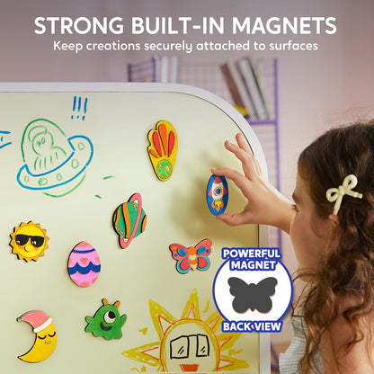 JOYIN 12 Wooden Magnet Creativity Arts & Crafts Painting Kit for Kids, Decorate Your Own Painting Gift for Halloween Crafts, Birthday Parties and Family Crafts, Party Favors for Boys Girls