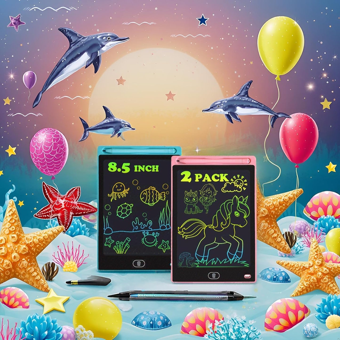 6 Pack LCD Writing Tablet for Kids Toys 8.5 Inch Colorful Doodle Board Bulk, Eye-Protection Drawing Pad Toddler Travel Essentials Toys for 3-8 Year Old Boys Girls, Birthday Xmas Gifts