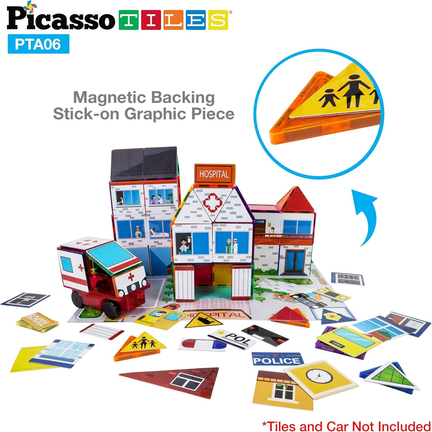PicassoTiles Foldable Toy Storage Chest Box Forest Animal Theme Magnet Tile Organization Bin with Lid and Handles Magnetic Tiles Playroom Organizer STEM Early Educational Toys Boys Girls Ages 3+ PTA34
