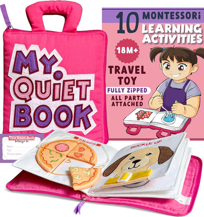 BAVY My Quiet Book - Toddler Plane Activities, Car Airplane Montessori Busy Board Book for Toddlers 1-3 - No Parts to Get Lost - Gifts for 1 2 3 4 Year Old Girl, Birthday Gifts Toys Age 2-4