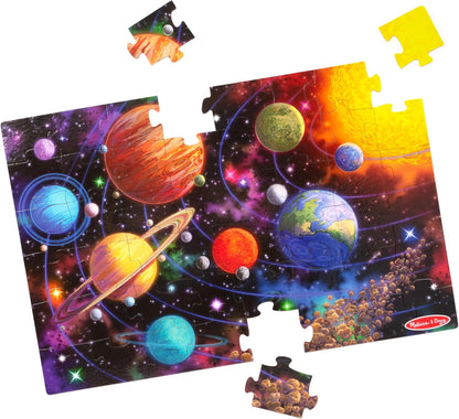 Melissa & Doug Solar System Jumbo Floor Puzzle, 48-Piece Space-Themed Jigsaw Puzzle with Planet Guide, 3 x 2 Foot Kids Puzzles for Toddlers Ages 3+ (No Text on Puzzle)