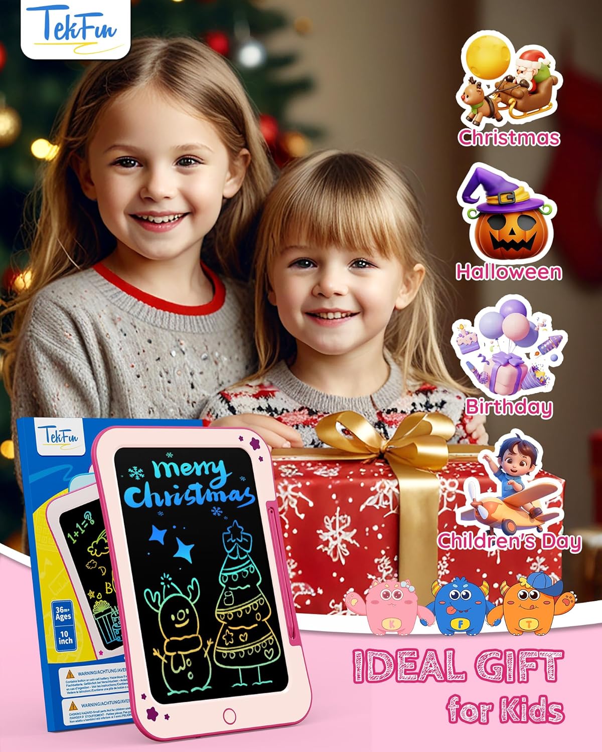 Birthday Gifts for Kids, 10inch LCD Writing Tablet Doodle Board, Mess Free Coloring Drawing Pad,Toddler Travel Toys, 3 4 5 6 7 8 Year Old Girl Birthday Gift, Christmas Easter Toys