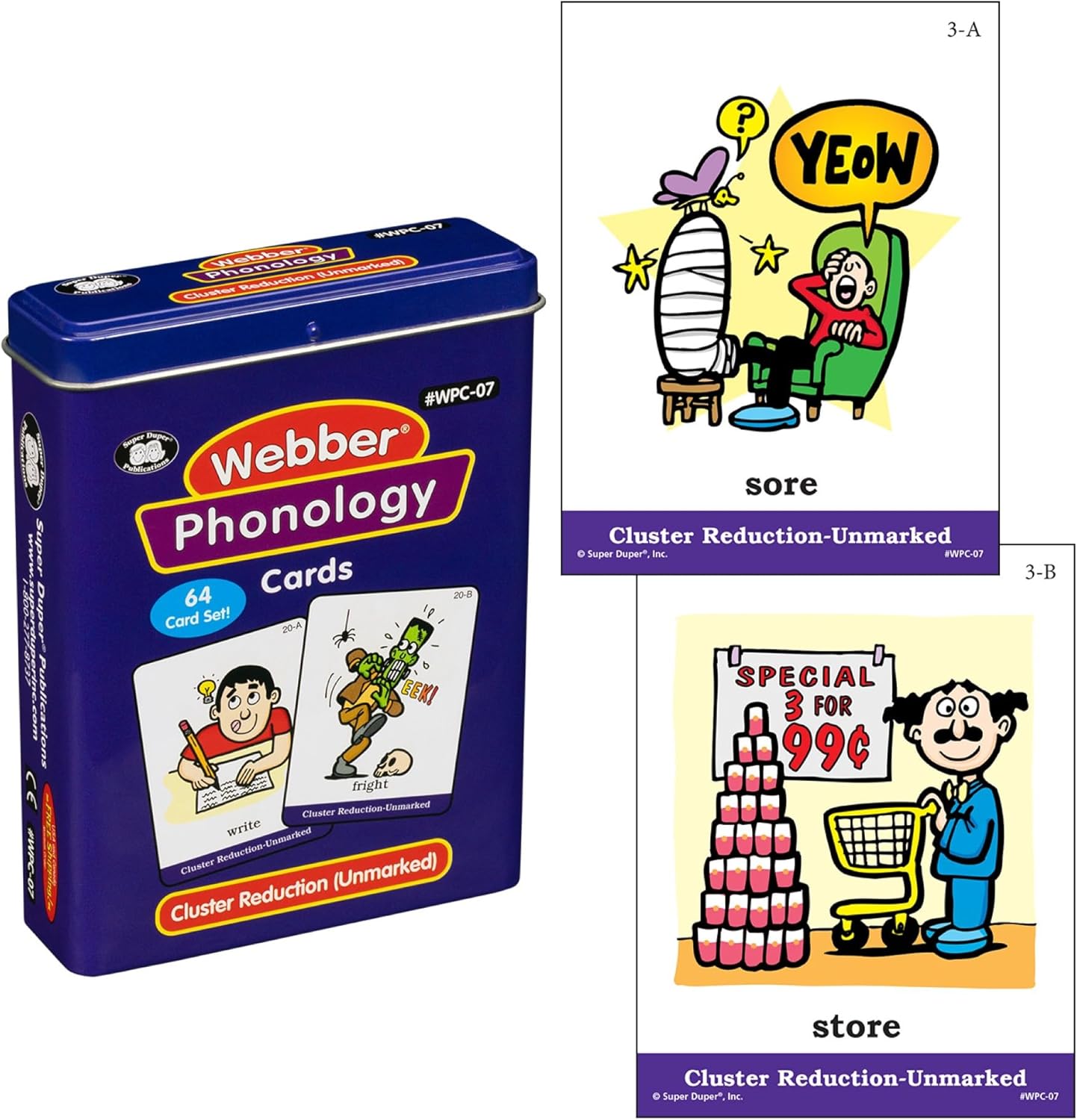 Super Duper Publications | Webber® Phonology Cards - Cluster Reduction - Unmarked | Speech Therapy - Phonology Flashcards | Educational Learning Resource for Children