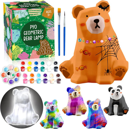 FUNZBO 4.3in Paint Your Own Dinosaur Lamp Kit - Arts and Crafts Supplies Painting for Kids Teens, DIY Night Light Dinosaur Toy for Boy Girl 3 4 5 6 7 8 9 10 11 12 Birthday Gift