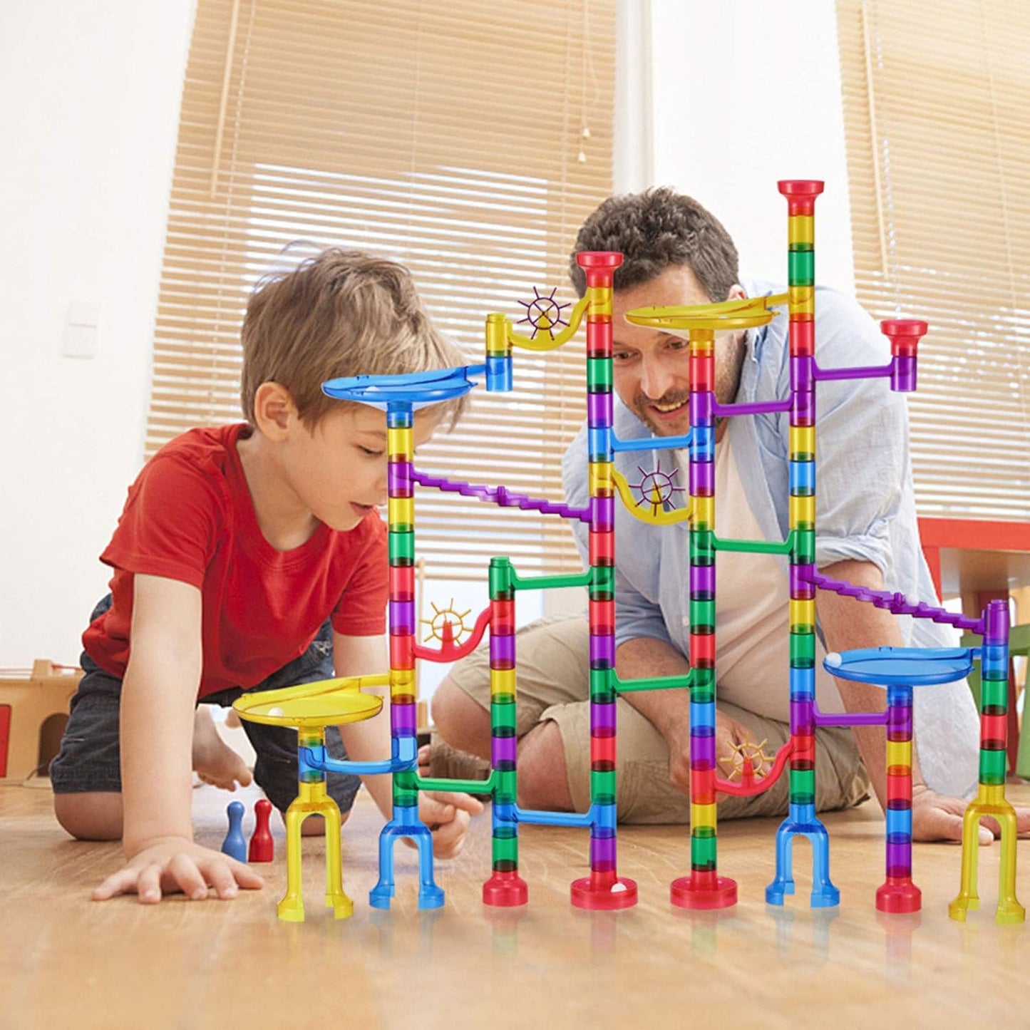 Magicfly Marble Run Set, 127 Pcs Marble Race Track for Kids with Glass Marbles, Ideal Gift for Christmas or Birthday