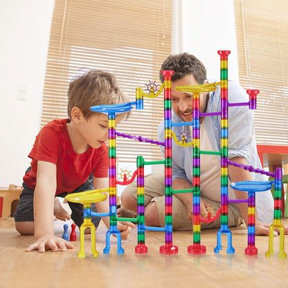 Magicfly Marble Run Set, 127 Pcs Marble Race Track for Kids with Glass Marbles, Ideal Gift for Christmas or Birthday