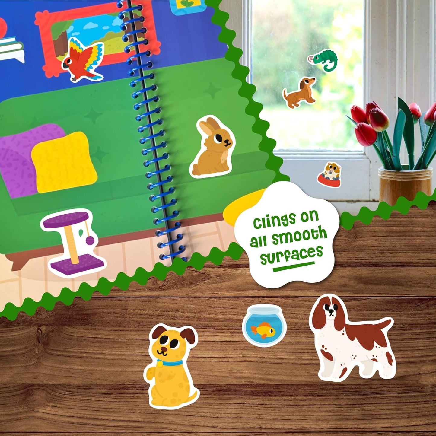 Stick4Ever Jelly Sticker Book - for Kids - Waterproof, Easy to Clean Reusable Sticker Book for Toddlers- Reusable Road Trip Activities for Kids - Stocking Stuffers for Toddlers (Wonderland)