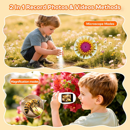 1000X Digital Handheld Microscope for Kids with 2.0" IPS Screen, Outdoor Toys Portable STEM Science Lab Gifts, Rechargeable Pocket Microscope Educational Toy for Boys & Girls Age 4-6 8-12, Orange