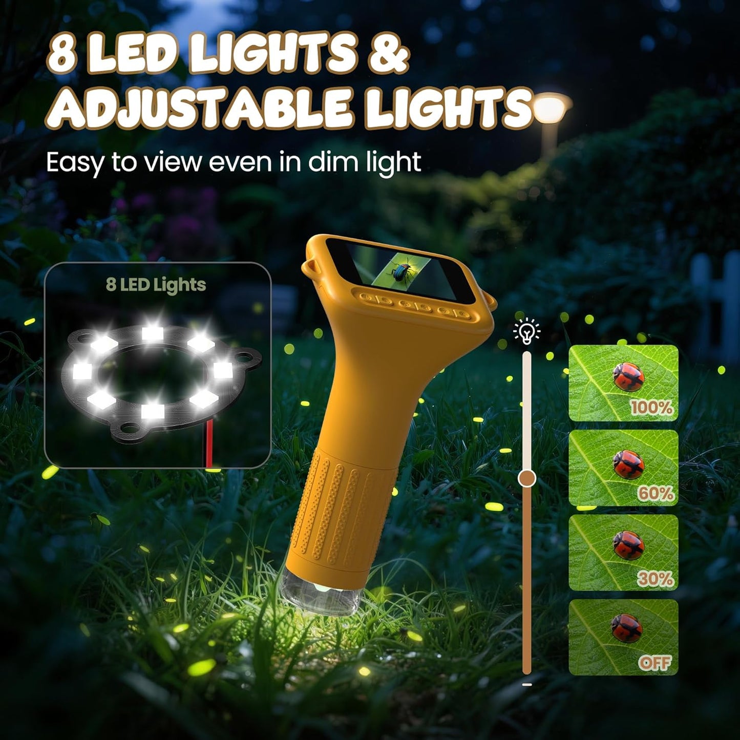 Handheld Microscope for Kids Portable Pocket Digiscope - 2" IPS HD Screen 1000X Digital Microscopes Camera PC Compatible 3-12 Year Old Girl Boy Science Edu Fun Birthday Gifts Toys