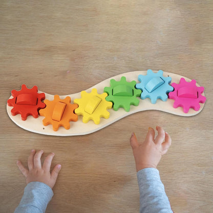 Busy Board Gear Toy Sensory Toy Wooden Craft Fine Motor Skills Birthday Gift for Boys Girls Rainbow Gear Linkage for Children