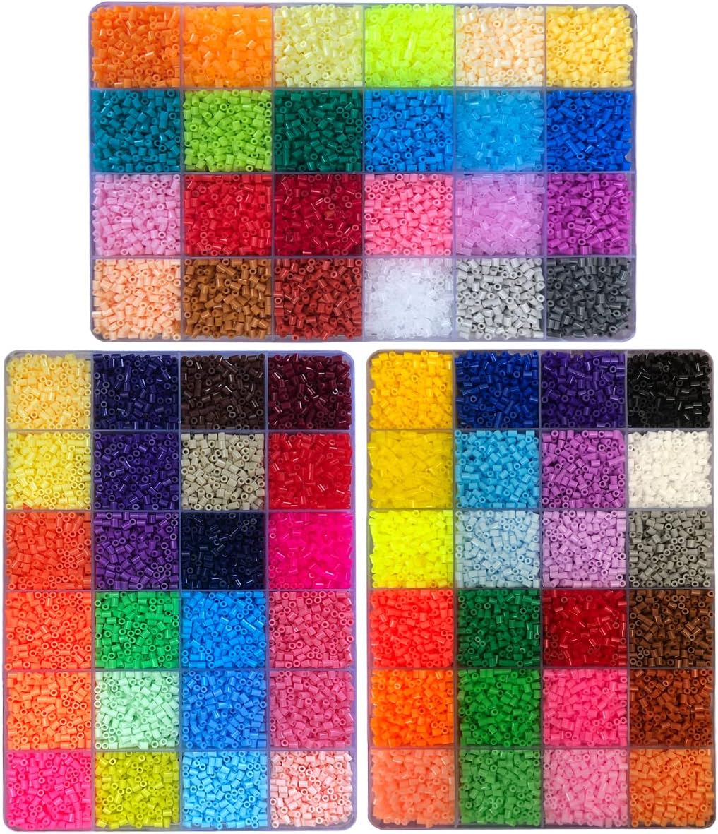 ZLLBTMO 39000 Pcs Fuse Beads Kit for Craft Making 72 Colors 2.6mm Mini Small Iron Beads Set for Aduld, with Box, 4 Pegboards, 1 Drawing, 1 Tweezers, 5 Ironing Paper