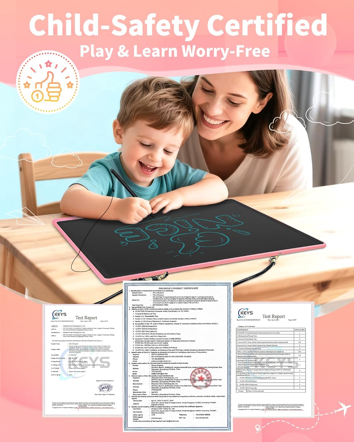 Magnetic LCD Writing Tablet for Fridge, 13 Inch Writing Tablet for Kids, Toddler Drawing Pad, Learning Toys for Boys Girls Ages 3.4.5.6.7.8, Writing Board for to-Do Lists and Family Messages (Blue)