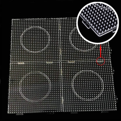 5 mm 6 Pack Fuse Beads Boards Allazone Large Round Square Clear Plastic Pegboards with 4 PCS White Beads Tweezers, 10 PCS Ironing Paper for Kids Craft Supplies