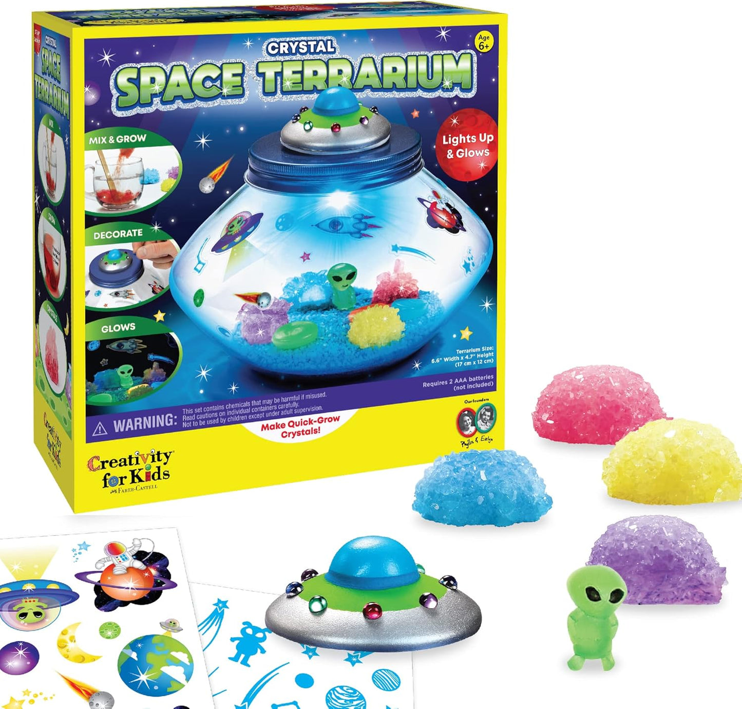 Creativity for Kids Crystal Space Terrarium Kit - Crystal Growing Kit for Kids - DIY STEM Science Kit for Boys and Girls (Ages 6+)