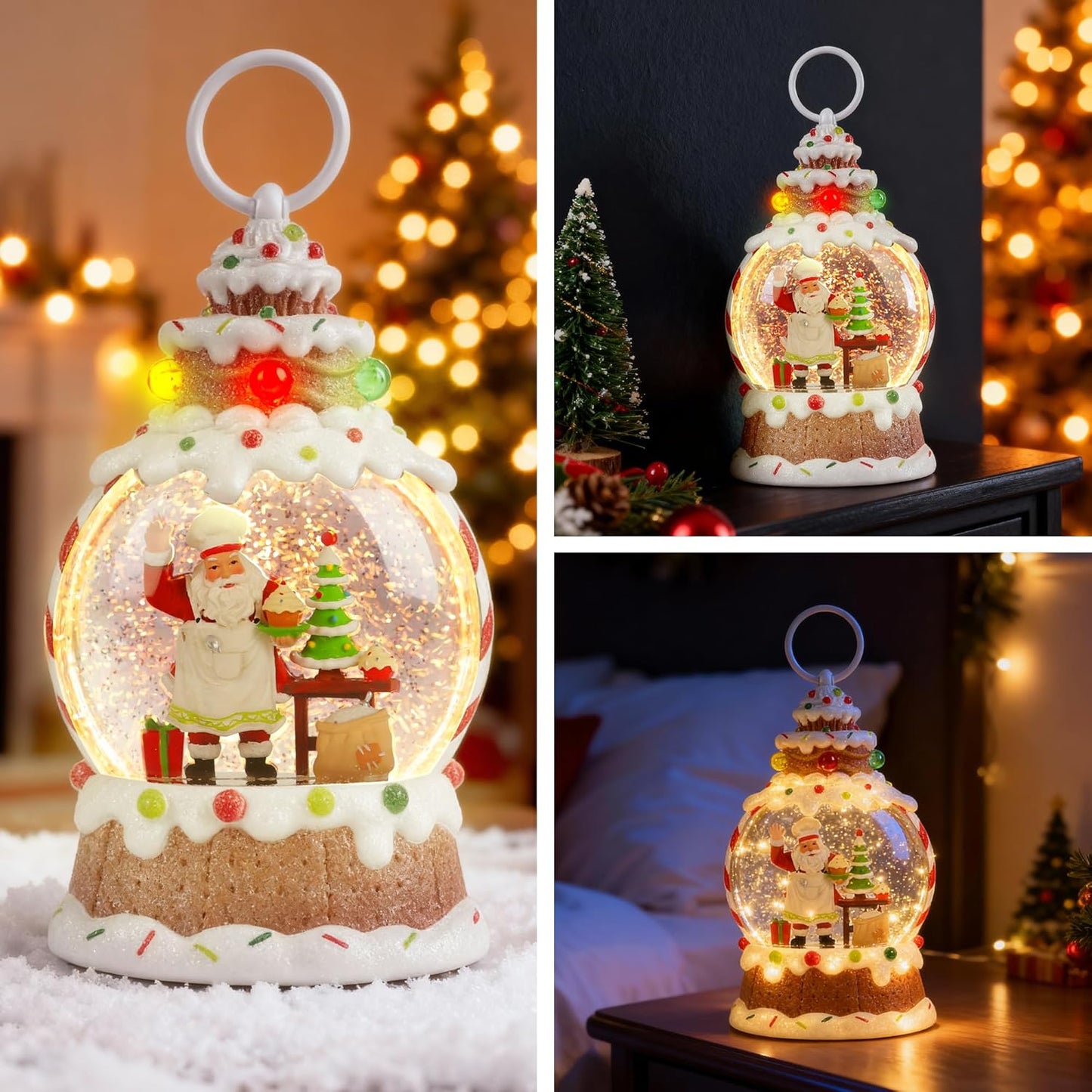 Musical Snow Globe,Lighted Snowman Snow Globes, LED Lights and Swirling Glitter, Christmas Snow Globes Music Box, Decoration for Adults and Kids.