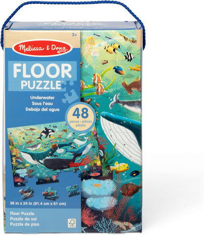 Melissa & Doug Underwater Jumbo Floor Puzzle, 48-Piece Ocean-Themed Jigsaw Puzzle with Sea Animals and Illustrated Guide, 3 x 2 Foot Kids Puzzles for Toddlers Ages 3+