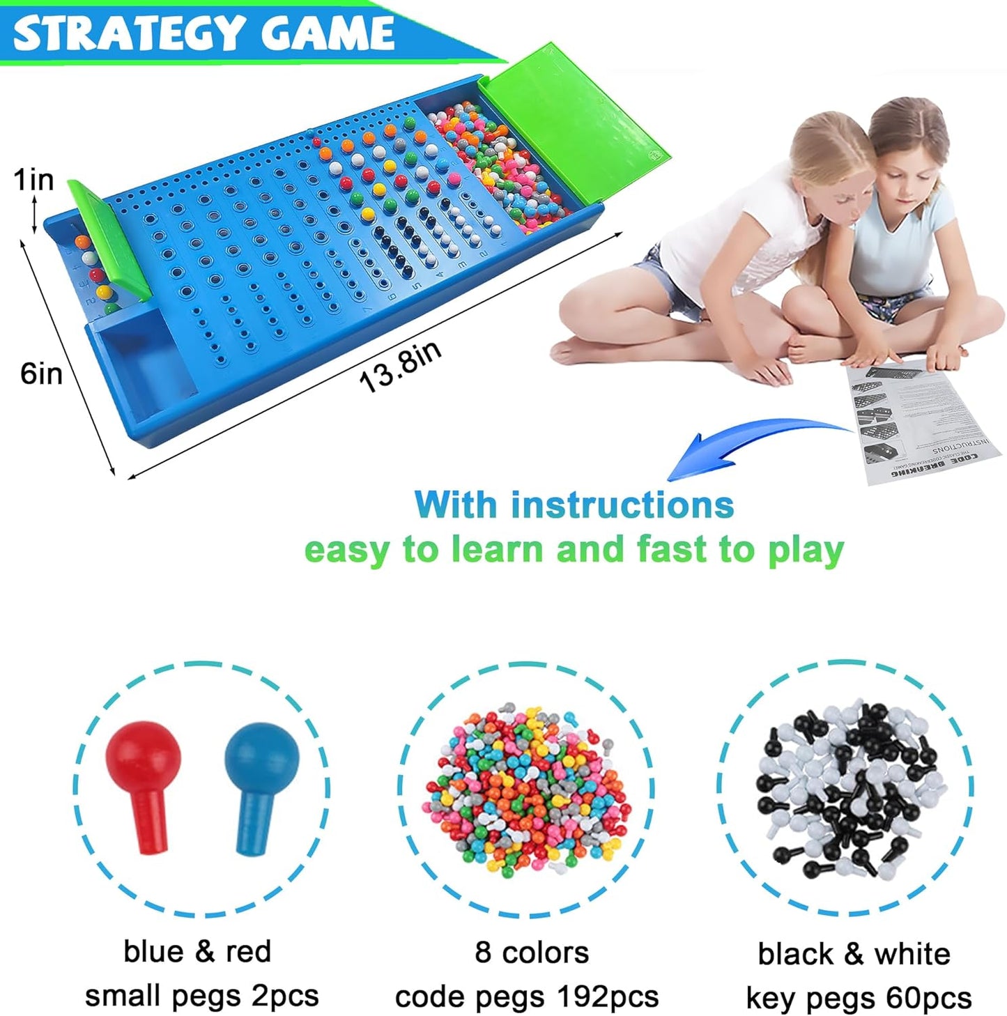 KIDAMI Code Breaker, Classic Codebreaking Travel Board Game, Brain Puzzle Set - 2 Player Battle of Famliy Game, Toys for Kids & Adult