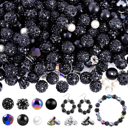 300 Pcs Diamonds Beads for Jewelry Making, Included 10 mm Red Rhinestone Beads for Bracelets, Bubblegum Bead for Pen Making, Pearl and Spacer Bead for Bracelet Necklace Earring Crafting