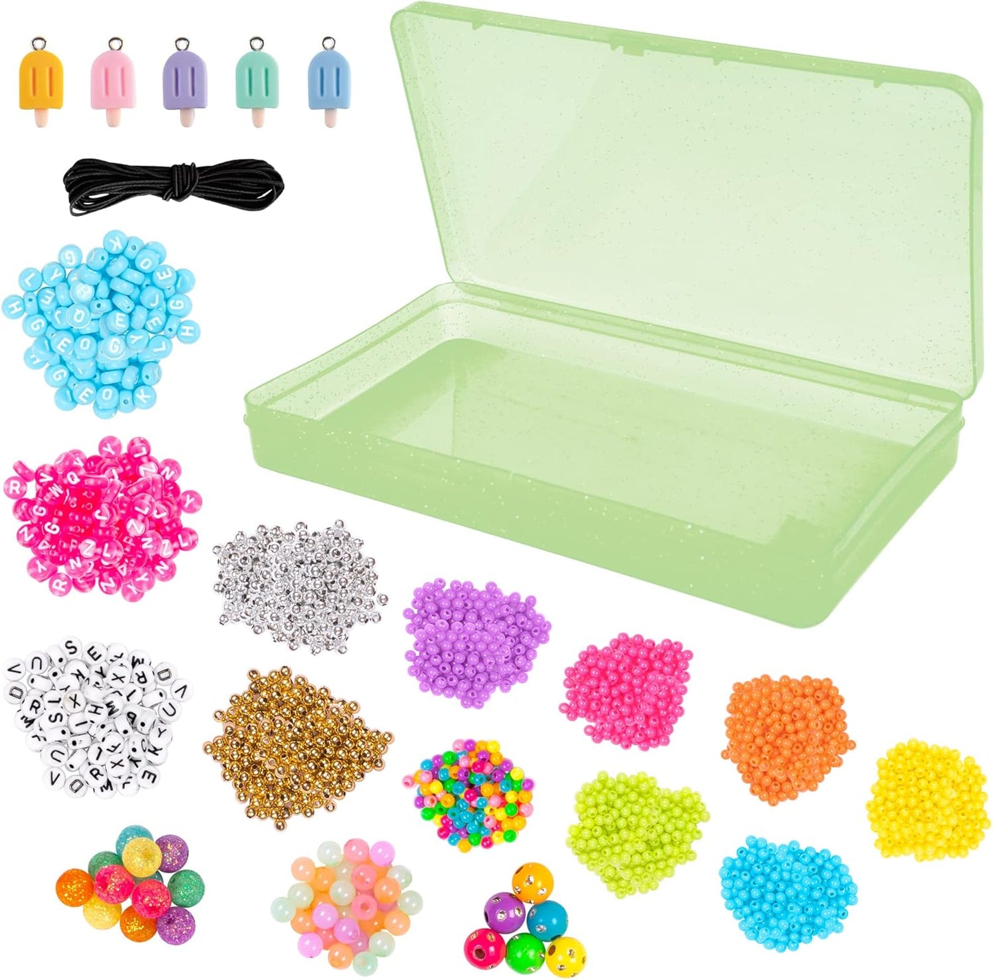 Fashion Angels Ice Pop Bead Shop Beading Kit - Over 2500 Beads for Friendship Bracelets and Necklaces - Jewelry Design Kit with Keeper Case - Ages 8 and Up