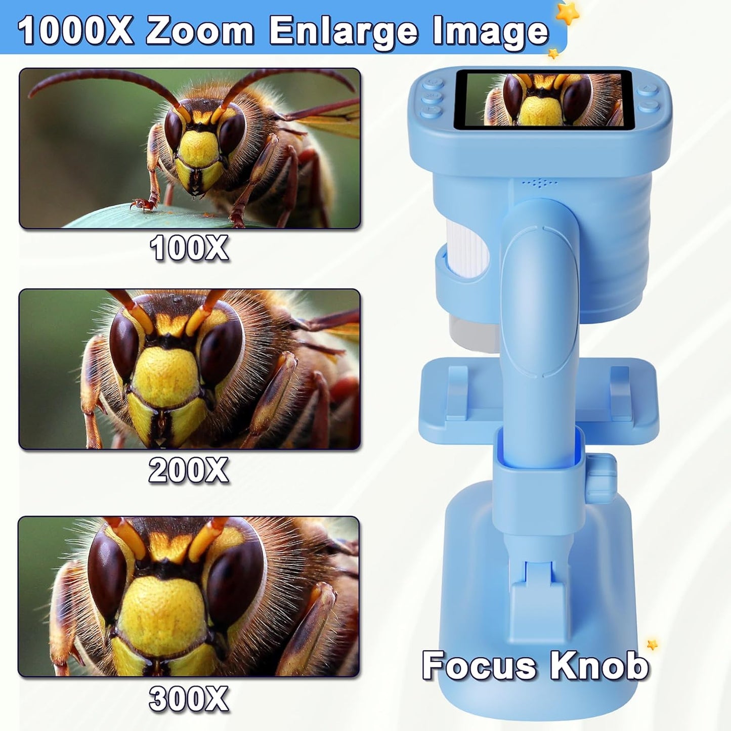Kids Microscope - Mini Handheld Microscope for Kids, Portable Pocket Digital Toys for Girls Boys Birthday (Purple)