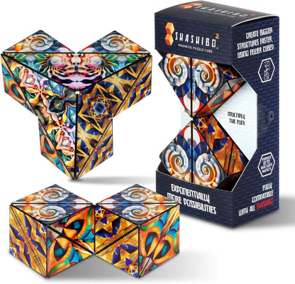 Shashibo Octa Shape Shifting Box - STEM Fidget Toy with Ultra Strong Magnets, Perfect Sensory Gift for Kids, Teens, and Adults – Pairs w/All Shashibo Cubes (Infinity)
