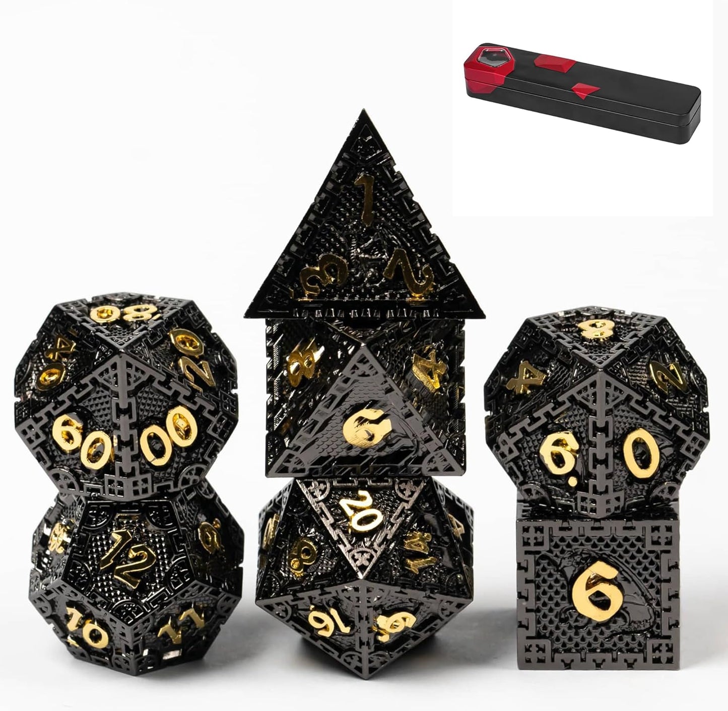 UDIXI Steampunk Metal Dice Set, 7 Die Polyhedral DND Dice Set for D&D Role Playing Game and Math Teaching (Ancient Copper)