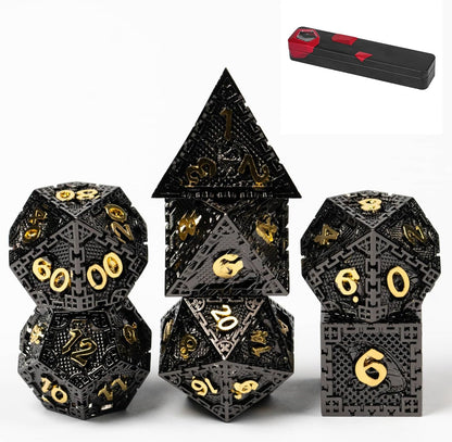 UDIXI Steampunk Metal Dice Set, 7 Die Polyhedral DND Dice Set for D&D Role Playing Game and Math Teaching (Ancient Copper)