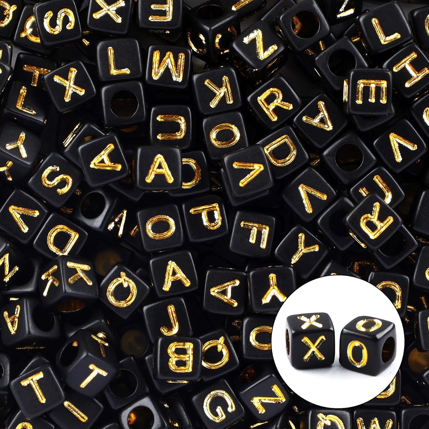 Letter Beads, Augshy 1400 Pcs Morandi Cube Alphabet Bead,Square Letter Beads with 1 Roll 10M Crystal String Cord (6mm)