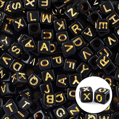 Letter Beads, Augshy 1400 Pcs Morandi Cube Alphabet Bead,Square Letter Beads with 1 Roll 10M Crystal String Cord (6mm)