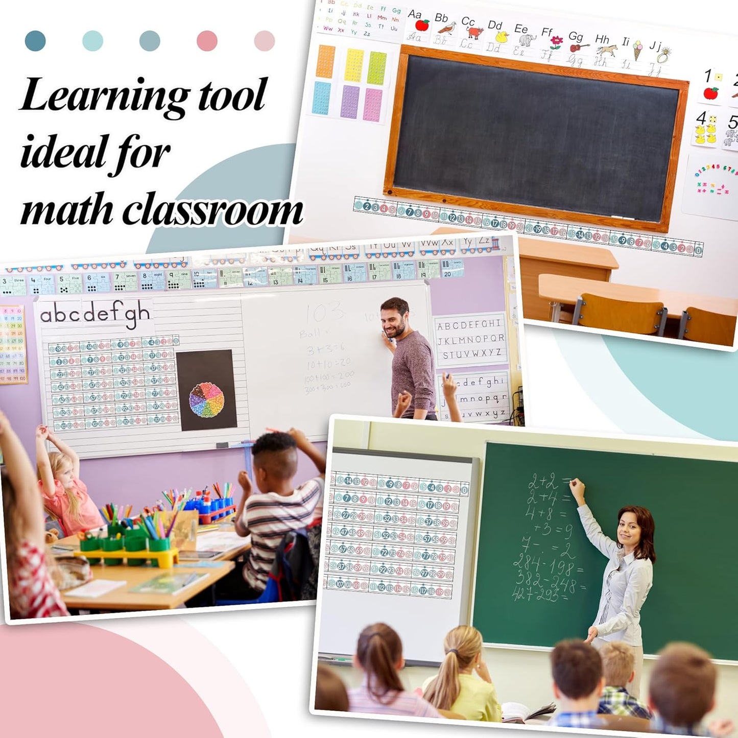 29 Pieces Number Line for Classroom Wall -20 to 120 Number Line Bulletin Board Border Boho Classroom Decorations Math Posters for Teachers
