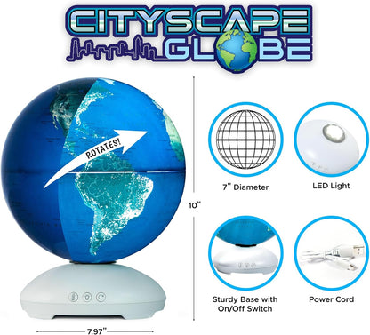 USA Toyz Illuminated Globe for Kids Learning- 3-in-1 STEM Globes of the World with Stand, Constellation Map, Built-in LED Night Light Desk Globe Lamp, Non-Tip Metal Base, 9.75” Tall, 7 Inch Diameter