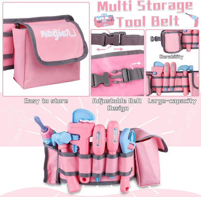 Kids Tool Set, 48PCS Toddler Tool Set with Electronic Toy Drill & Kids Tape Measure,Pretend Play Construction Toys Costume with Kids Tool Belt & Gloves,Toy Tools Box for Girl Boy Ages 3-8