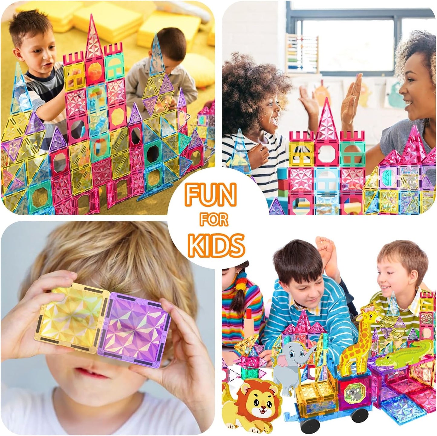 Jasonwell Magnetic Tiles Kids Magnetic Blocks 60PCS Building Sets 3D Magnet Toys Preschool Educational Construction STEM Toy Christmas Birthday Gifts for Toddlers Boys Girls 3 4 5 6 7 8 9 + Year Old