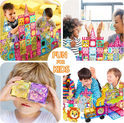 Jasonwell Magnetic Tiles Kids Magnetic Blocks 60PCS Building Sets 3D Magnet Toys Preschool Educational Construction STEM Toy Christmas Birthday Gifts for Toddlers Boys Girls 3 4 5 6 7 8 9 + Year Old