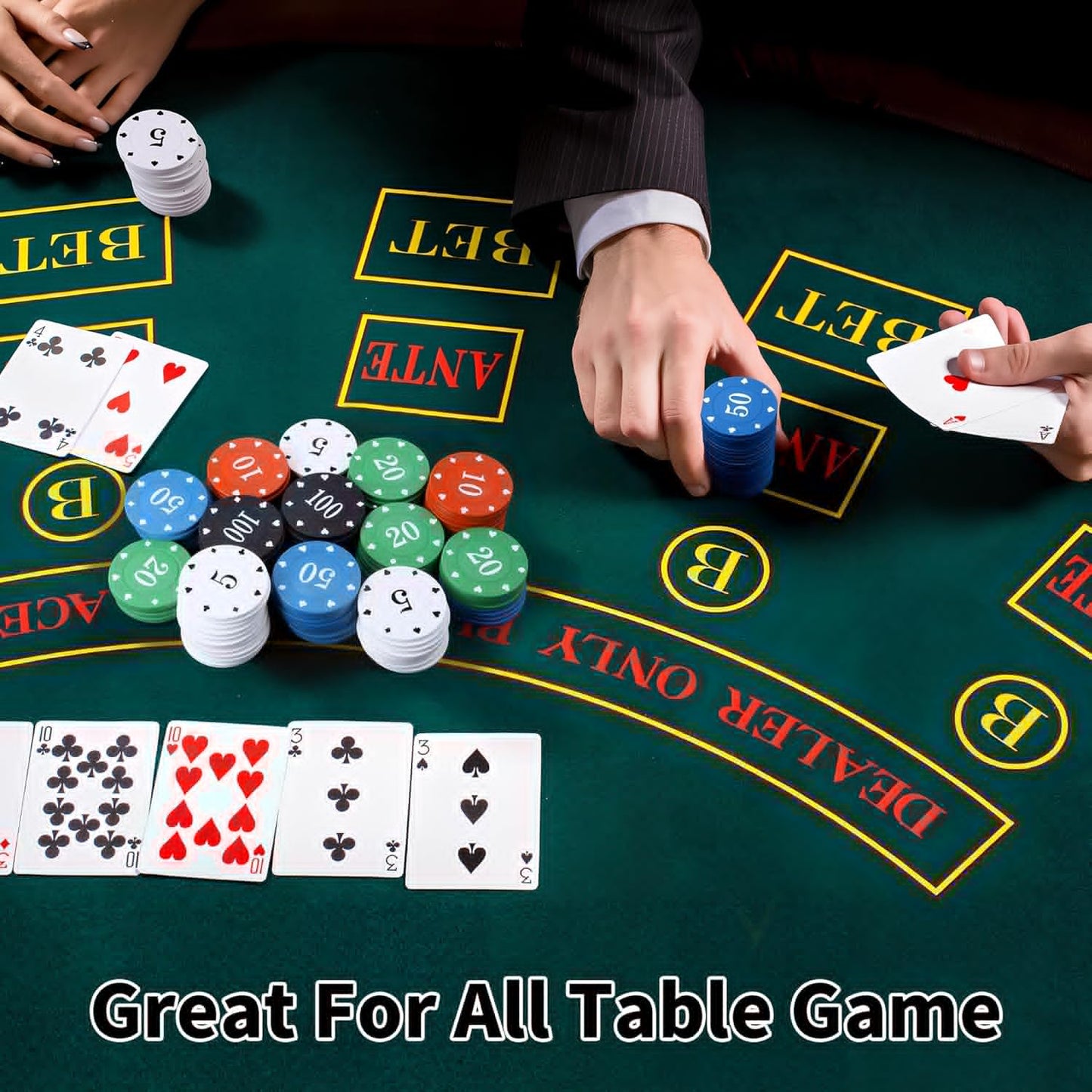100PC Poker Chips - Plastic Learning Counters Chips with Acrylic Storage Case for Texas Hold'em Blackjack, Math Games & Counting Activities