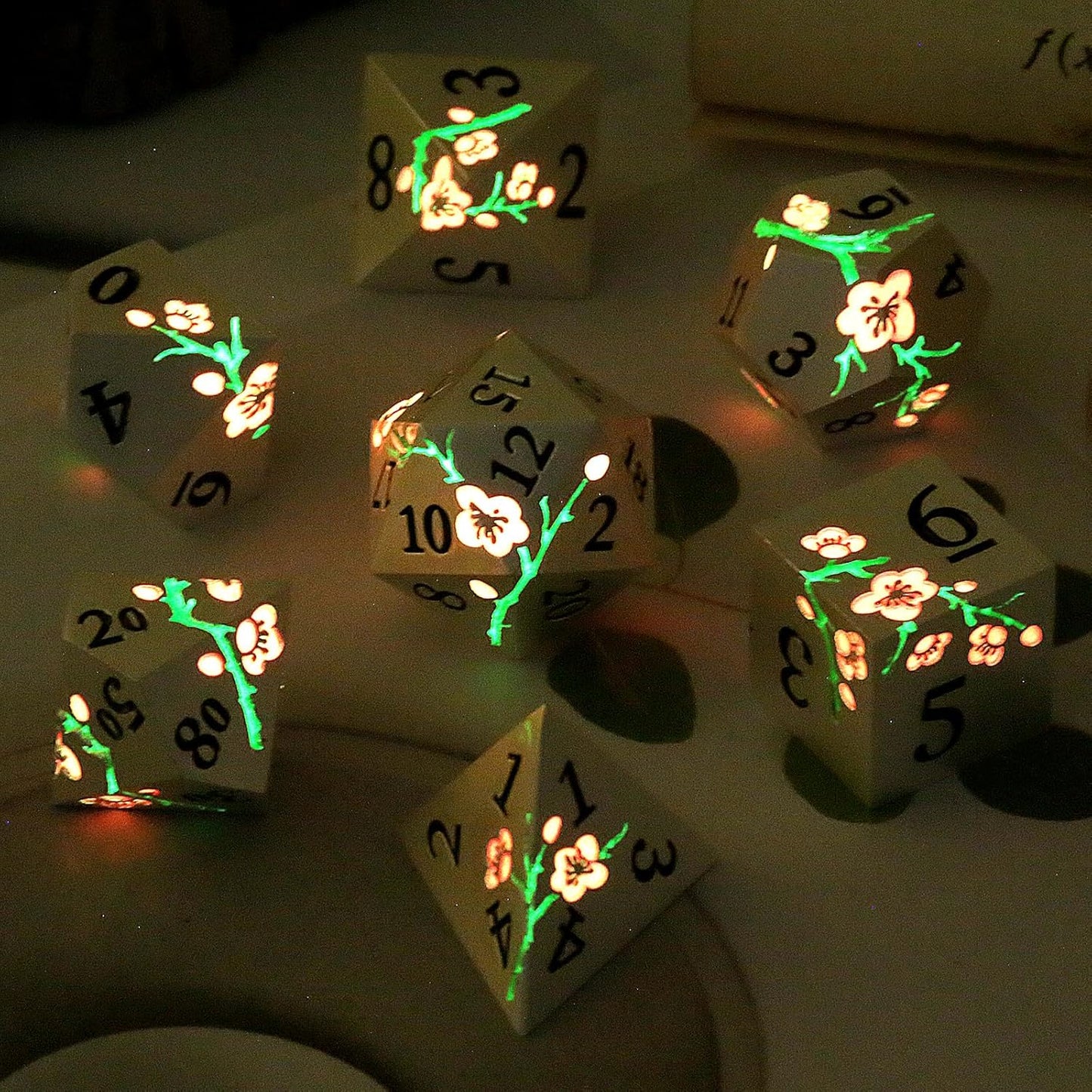 DnDnD Heavy Polyhedral Metal Dice Set with Metal Box, 7-die Shiny Blue Surface with Golden Number for RPG,Dungeons and Dragons,Pathfinder,Shadowrun,D&D,Role Palying Game and Math Teaching - Colors B