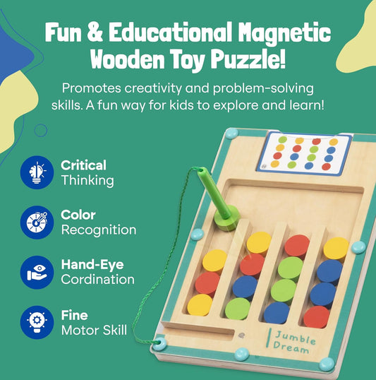 Jumble Magnetic Maze Puzzle Toy Games – Montessori Sensory Toys for Kids 3+ Years Old, Educational Toys for Toddlers, Color Matching Maze to Develop Skills & Have Fun – 8" x 6"