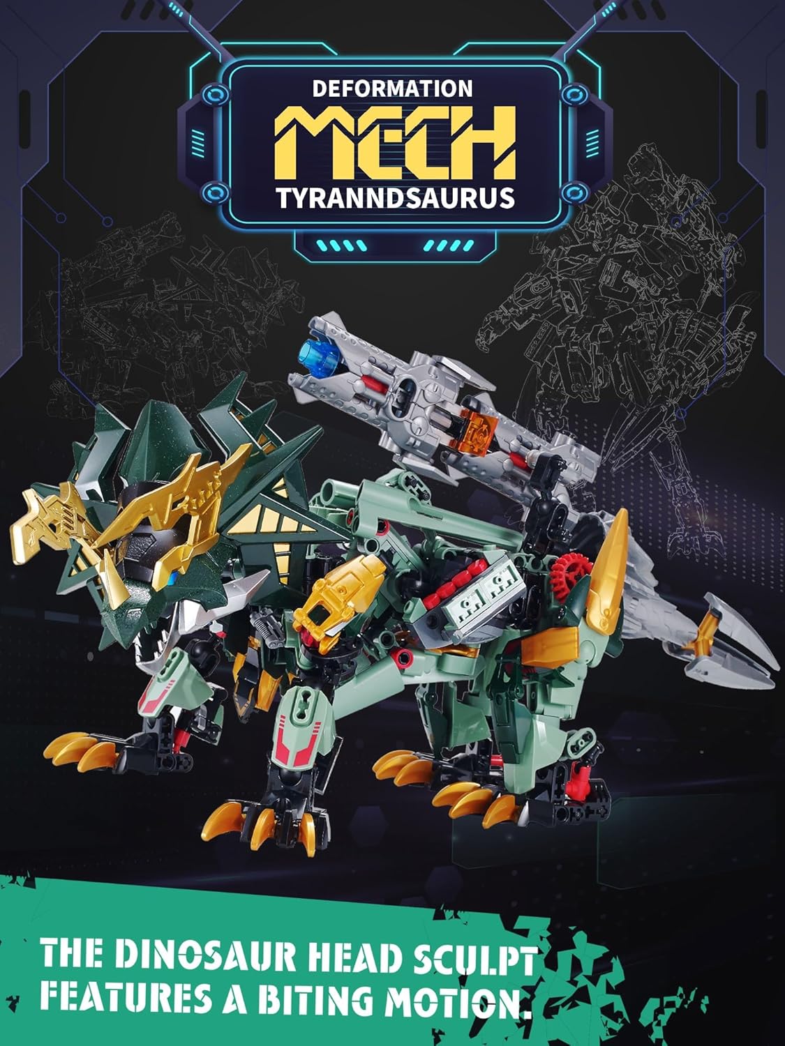 TIALLOW Pterodactyl Robot 2 in 1 Building Toy Sets, Dinosaurs Mech Transforming Building Block Model, Mecha Action Figures Pterosaur Building Kits, for Boys, Adult Age 8-12 (Pterodactyl)