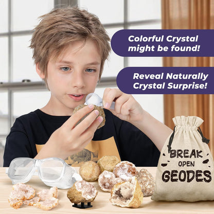 EDUMAN Geodes with Crystals Break Open 10 Premium Geode Kit - Geology Geode Crystal Science Kit - STEM Educational Toys Birthday Gifts for Boys and Girls (Potential for Coloured Geodes Crystals)
